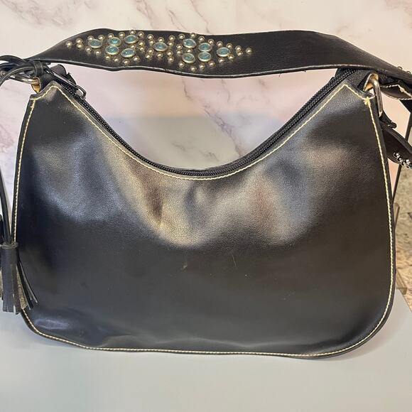 Steve Madden Black Hobo Shoulder Bag – Embellished Rhinestone Shoulder Strap - Picture 5 of 11